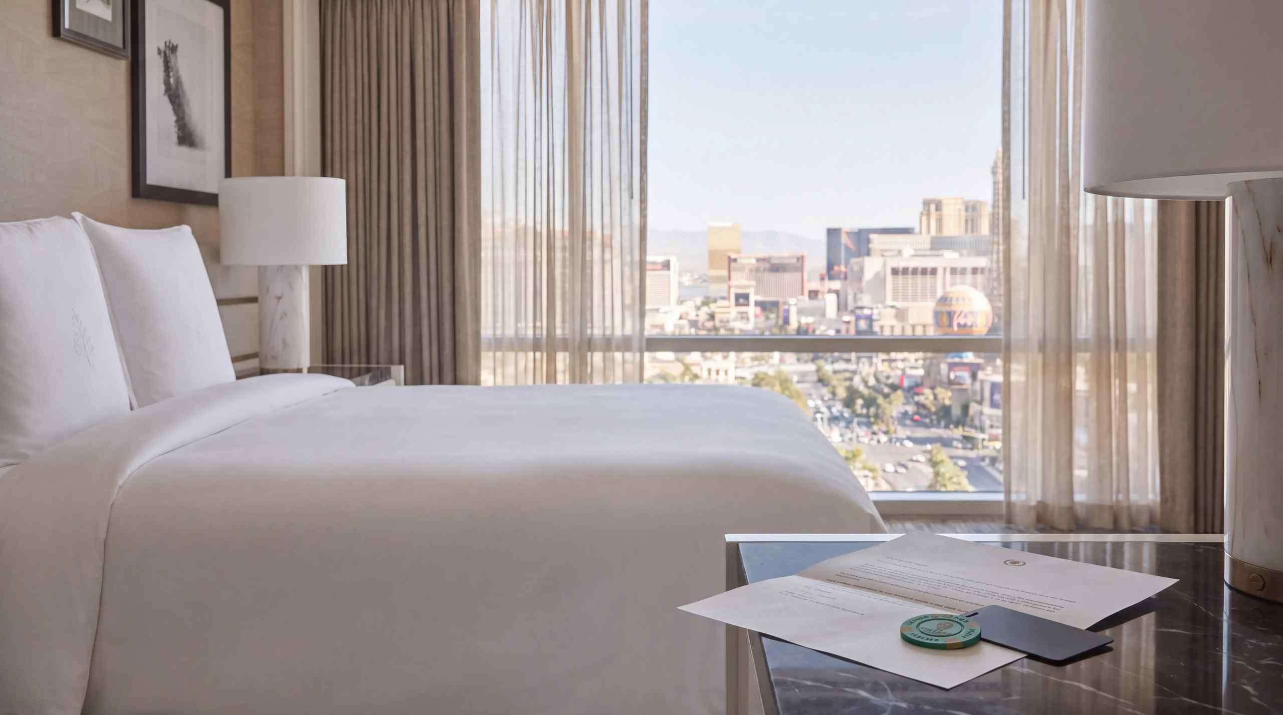 A nice room in a casino resort on the Las Vegas strip